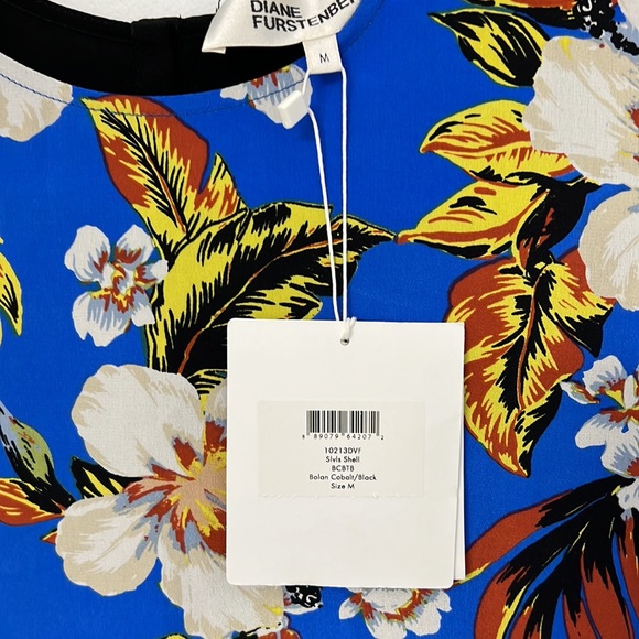 DVF silk top cobalt blue Size M NWT - Picture 2 of 9